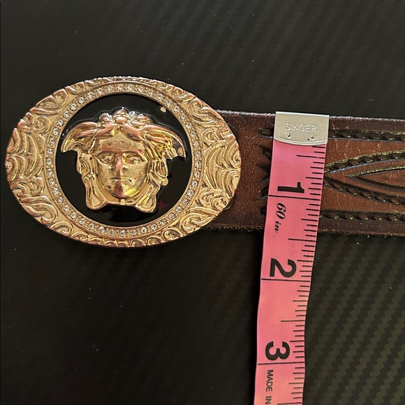 Versace face Brown Belt with Gold and Black Medusa Buckle unisex - Picture 9 of 16